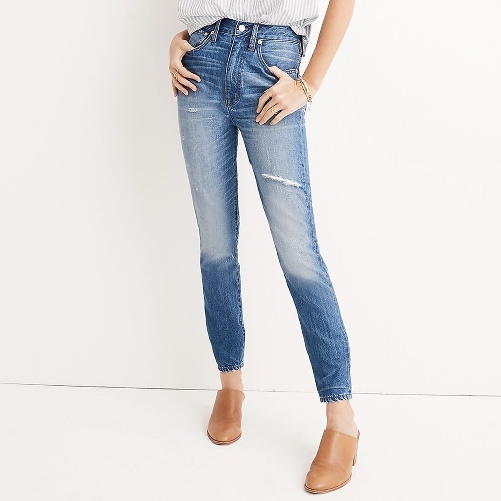 Madewell Napa Wash Distressed Rigid High-Rise Skinny Jeans Size 27